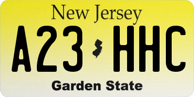 NJ license plate A23HHC
