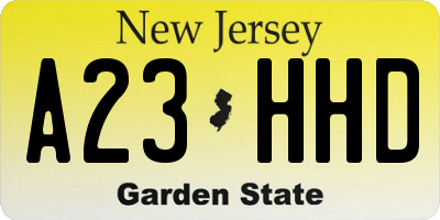 NJ license plate A23HHD