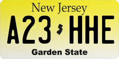 NJ license plate A23HHE
