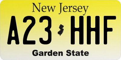 NJ license plate A23HHF
