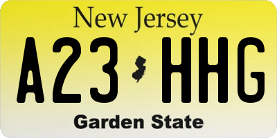 NJ license plate A23HHG