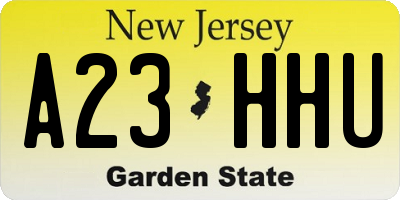 NJ license plate A23HHU