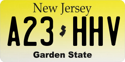 NJ license plate A23HHV