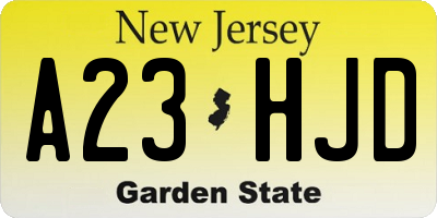 NJ license plate A23HJD