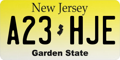 NJ license plate A23HJE