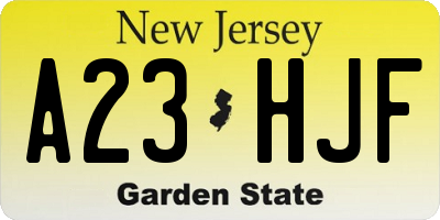 NJ license plate A23HJF