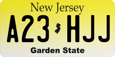 NJ license plate A23HJJ