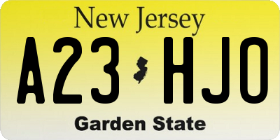 NJ license plate A23HJO