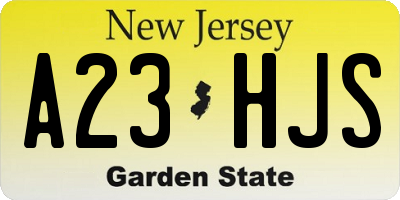 NJ license plate A23HJS