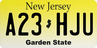 NJ license plate A23HJU