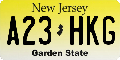 NJ license plate A23HKG