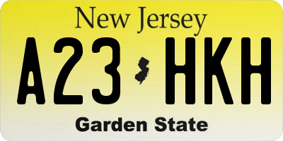 NJ license plate A23HKH