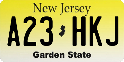NJ license plate A23HKJ