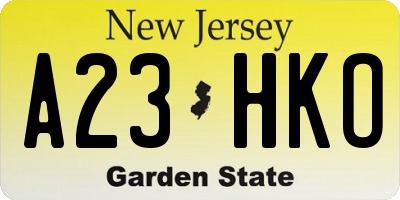 NJ license plate A23HKO