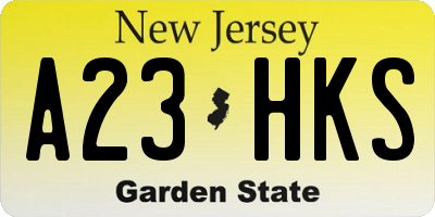 NJ license plate A23HKS