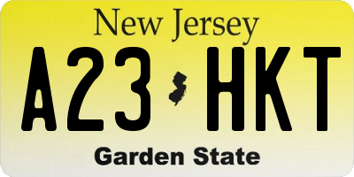 NJ license plate A23HKT