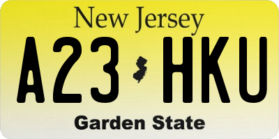 NJ license plate A23HKU