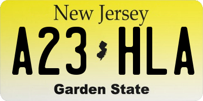 NJ license plate A23HLA