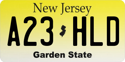 NJ license plate A23HLD