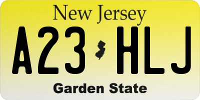 NJ license plate A23HLJ