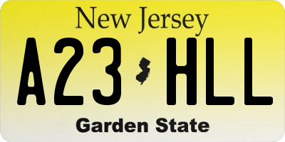 NJ license plate A23HLL