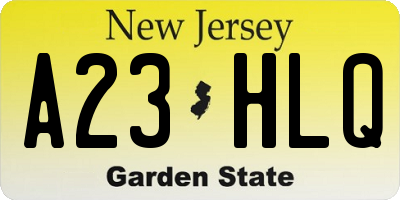 NJ license plate A23HLQ