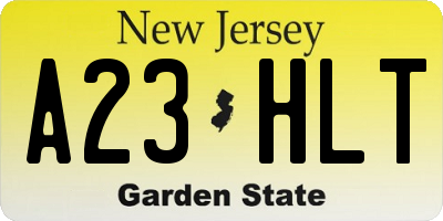 NJ license plate A23HLT