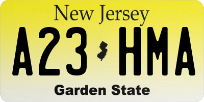 NJ license plate A23HMA