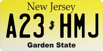 NJ license plate A23HMJ