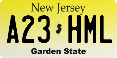 NJ license plate A23HML