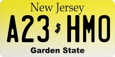 NJ license plate A23HMO
