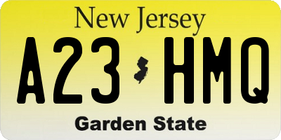 NJ license plate A23HMQ