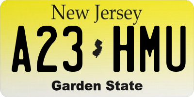 NJ license plate A23HMU