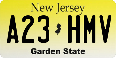 NJ license plate A23HMV