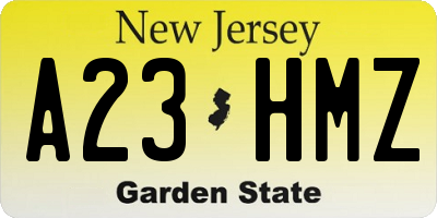 NJ license plate A23HMZ