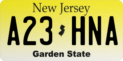 NJ license plate A23HNA