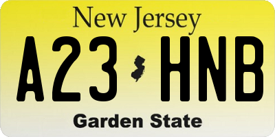 NJ license plate A23HNB