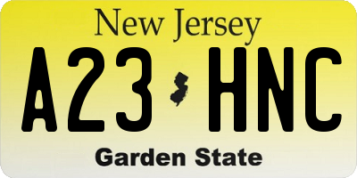 NJ license plate A23HNC