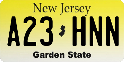 NJ license plate A23HNN