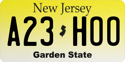 NJ license plate A23HOO