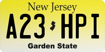 NJ license plate A23HPI