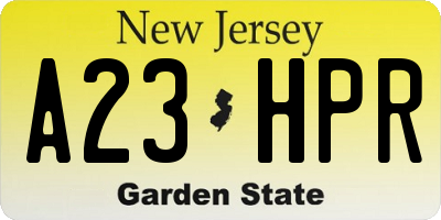 NJ license plate A23HPR