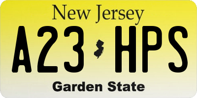 NJ license plate A23HPS