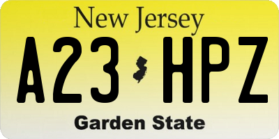 NJ license plate A23HPZ