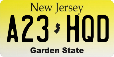 NJ license plate A23HQD