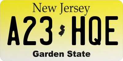 NJ license plate A23HQE