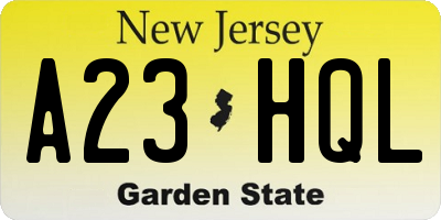 NJ license plate A23HQL