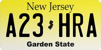 NJ license plate A23HRA