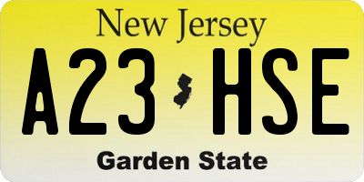 NJ license plate A23HSE