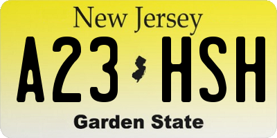 NJ license plate A23HSH